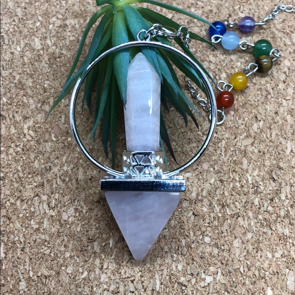 Rosequartz chakra crystal Sacred geometry pendulum